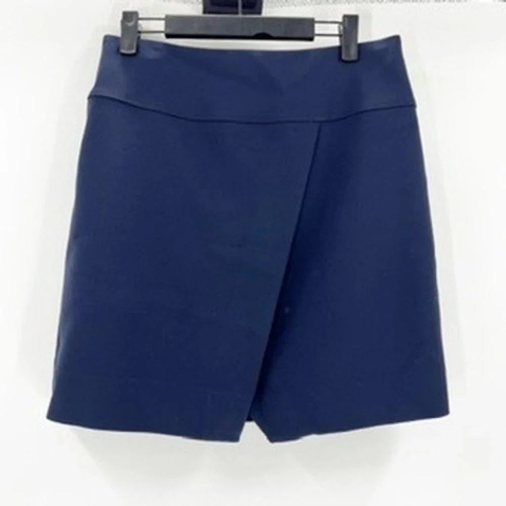 J Crew Navy Blue Asymmetrical Wrap Skirt‎ Size 6